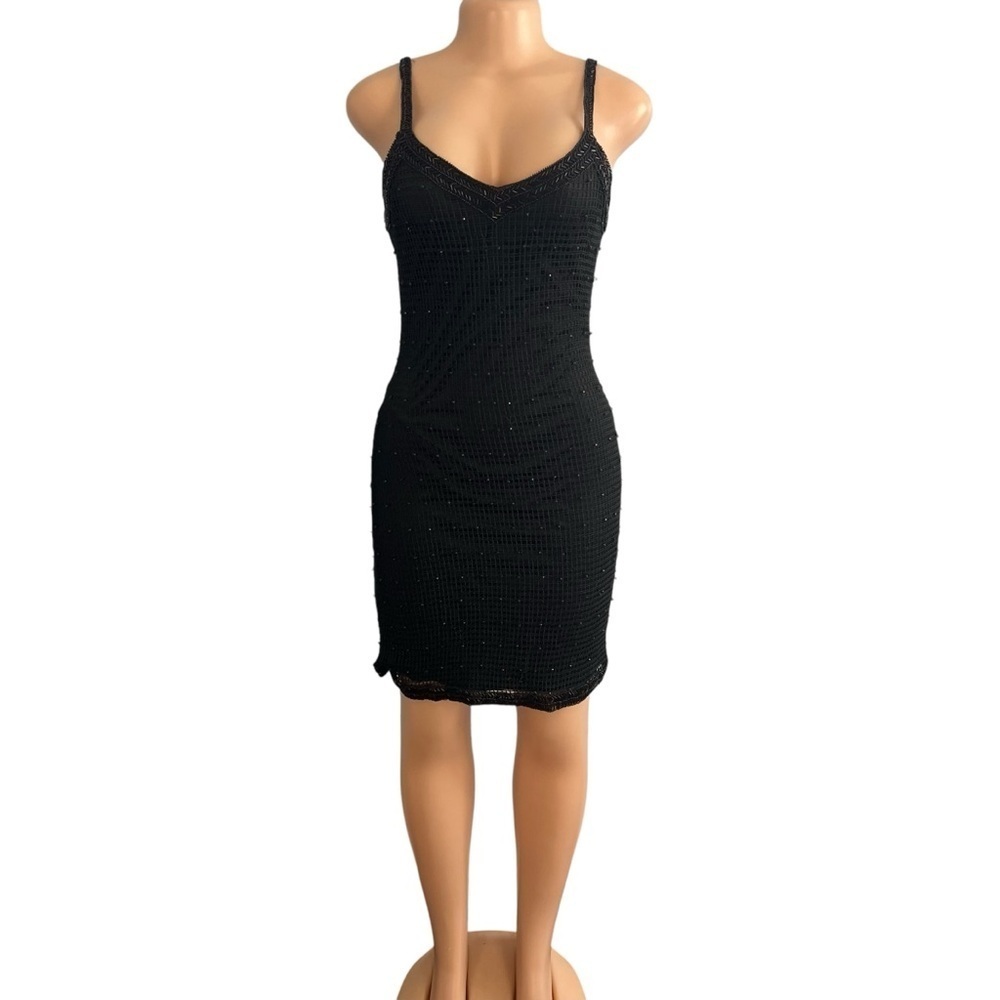 3/$30 ☀️ Brilliante by J.A Vintage Black Beaded Cocktail Dress